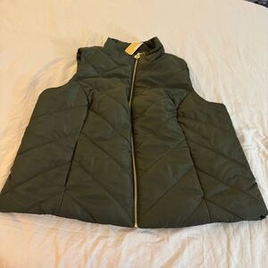 NEW Michael Kors MK Puffer Quilted Vest Jacket Women PlusSize 2X Green MSRP $125